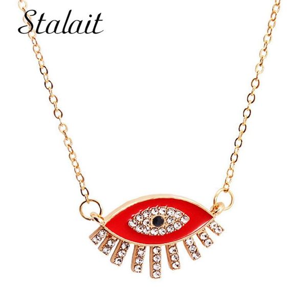 

pendant necklaces kpop red rose gold evil eye necklace rhinestone crystal choker bridesmaid gift, Silver