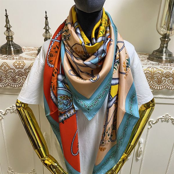 

new style women's square scarves shawl 100% twill silk multi color print pattern size 130cm - 130cm, Blue;gray