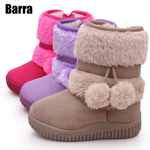 

girls snow boots winter comfortable thick warm kids boots lobbing ball thick children autumn cute boys boots princess shoes q0112, Black;red