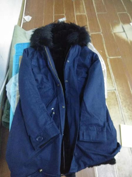 

real pictures black raccoon fur trim mukla furs black rabbit fur lining navy blue long men parkas