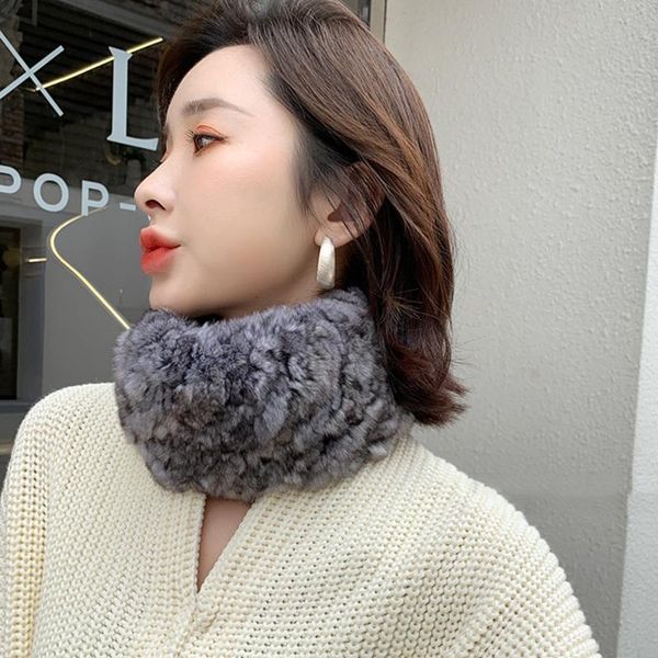 

fashion real fur scarf women's natural fur headband chinchilla collar elastic muffler s7700, Blue;gray