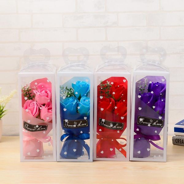 

2020 new artificial rose bouquet handmade simulation rose soap flower red/pink/blue/purple mother/ valentine's day gift