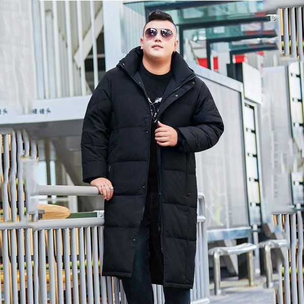 

men's down & parkas winter jacket men long over the knee cotton coat thick casual black size -9xl 10xl