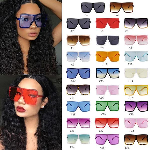 

sunglasses wholesale 30 colors one piece square large for women men vintage oversized gradient sun glasses female shades uv400, White;black