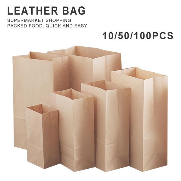 

gift wrap 10/50/100 kraft paper bag portable small sandwich bread party wedding burger packaging takeaway