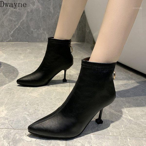 

boots 2021 autumn and winter wild high heels women's zipper british trend1, Black