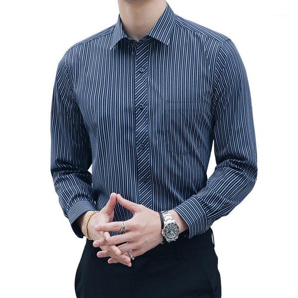

2020 fall new men clothes striped shirt plus size 4xl 5xl 6xl 7xl 8xl button down long sleeve cotton casual shirts men1, White;black