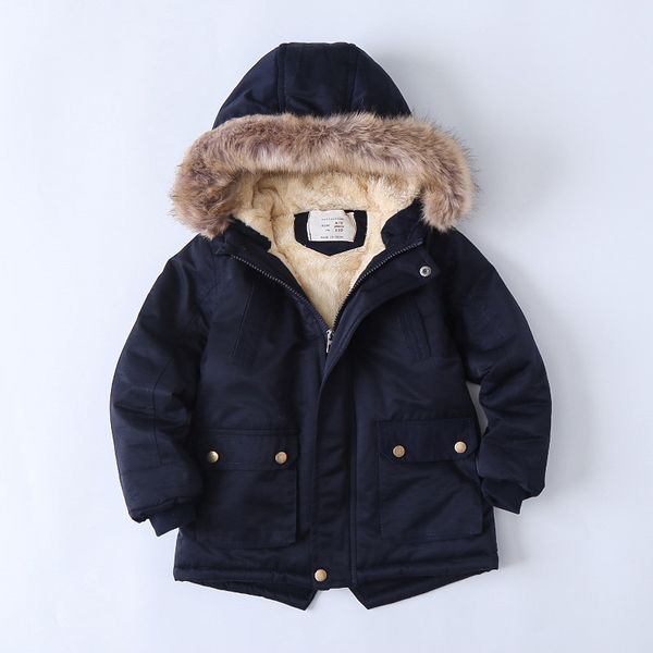 

boys girls down jacket carrot print costumes for boys warm baby vest child fur hooded coat babys clothes winter kids outerwear 201118, Blue;gray