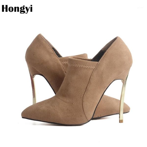 

hongyi new autumn women shoes 2020 pointy toe booties high heels women's shoes ankle boots blade heel motorcycle women's boots1, Black