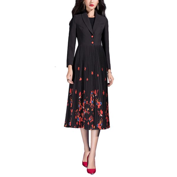 

new spring long female floral coat printing jacket ctk1, Tan;black