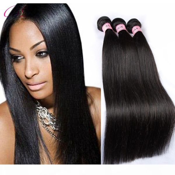 

bd silky straight human hair extensions indian wave human hair 3 4 bundles human hair weave, Black
