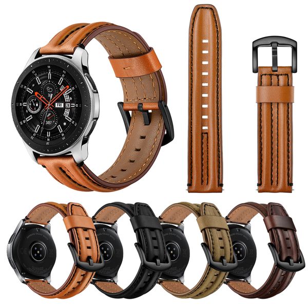 Correias de couro genuínas 20mm 22mm para Samsung Galaxy Engrenagem S3 46mm Universal Cowhide Watchband para Amazfit Bip GTS Watch Band