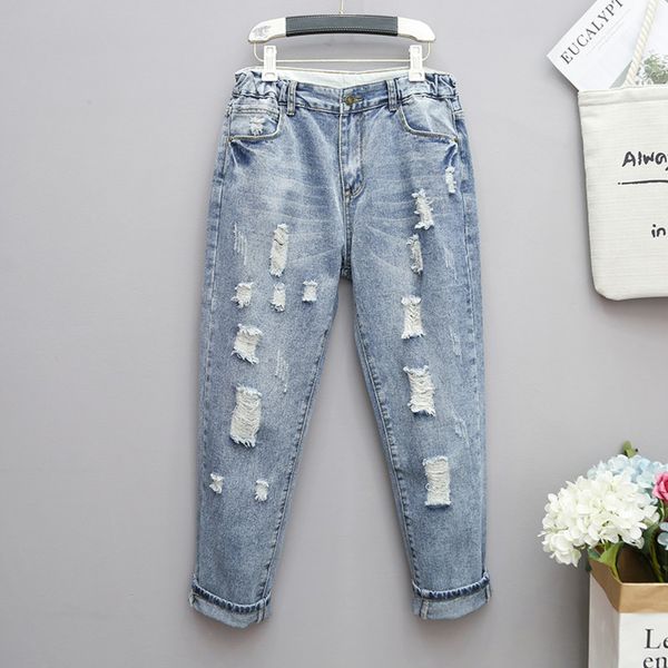 

unicinder 2021 new jeans plus size women's loose harem pants radish pants full length elastic waist 5xl plus size for women y1214, Blue