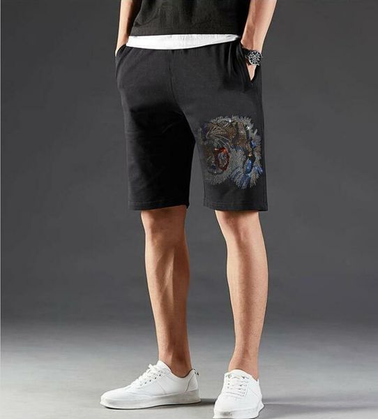 

fashion and new design rhinestone man's soft shorts casual rhinestone mid weight cotton, White;black