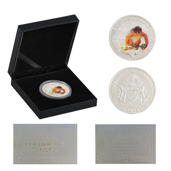 

rh silver plated western red colobus pattern dalasis gambian natural treasures commemorative coins collectibles for collection f wmtxdy