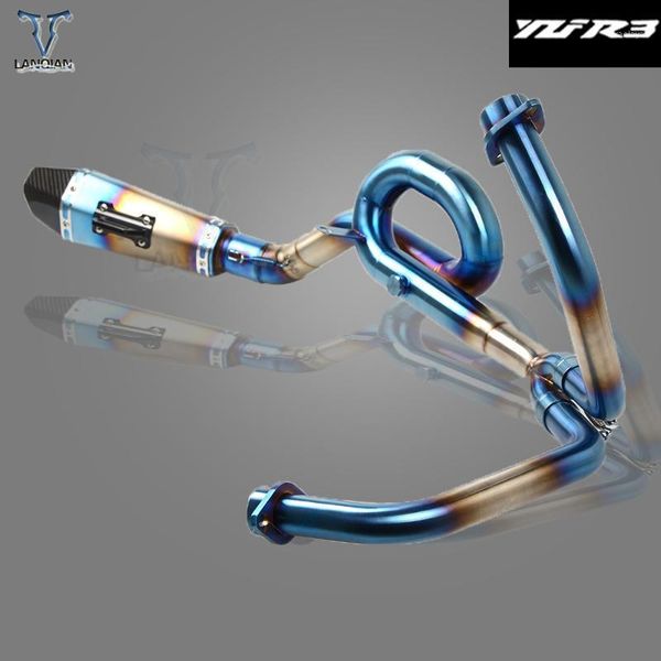 

motorcycle exhaust pipe muffler & mid pipe for yzf-r3 yzfr3 2014 2015 2016 full exhaust system connector mid link1