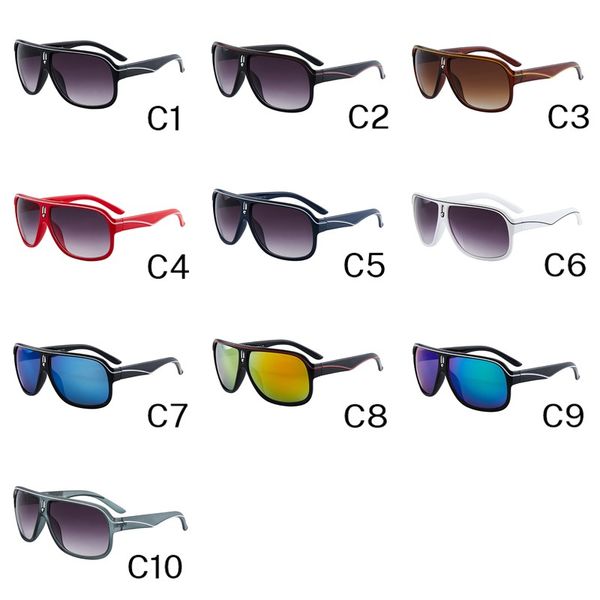 

men outdoor sports sunglasses fashion driving goggles mirror lenses 10 colors with logo uv400, White;black