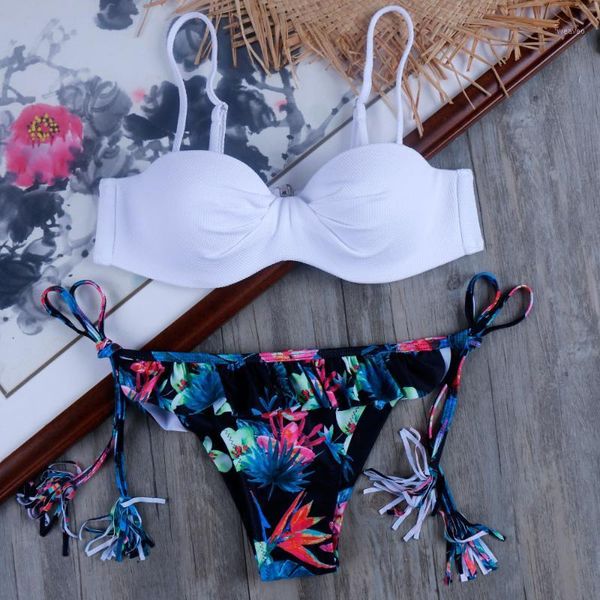 

3d spiral cotton swimsuit push up bikini plus size swimming suit for women ruffle tassel biquini monokini 20201, White;black