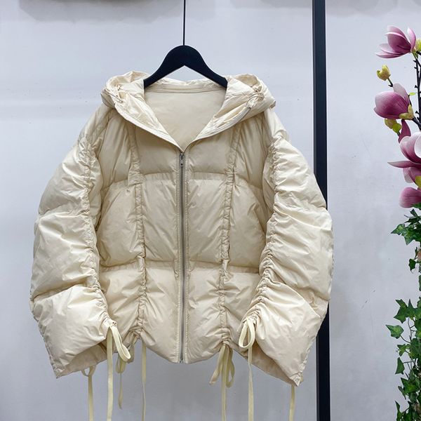 

janveny 90% white duck down jacket 2020 winter women's down coat hooded oversized thick warm female short loose down parkas c1204, Black