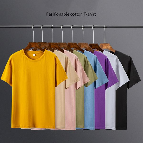 

men's t shirt 8 basic colors short sleeve slim t-shirt young men pure color tee 3xl size round neck causal kg-368, White;black