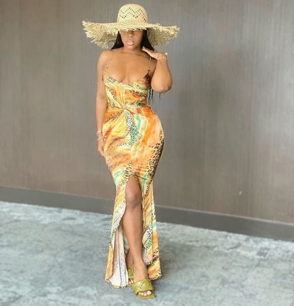 

printed women's cy55032020 suspender summer dress, Black;gray