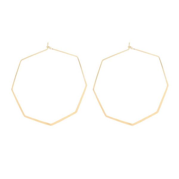 

hoop & huggie geometric exaggerated big hollow polygon earrings for women statement pendientes brincos fashion jewelry xr1164, Golden;silver