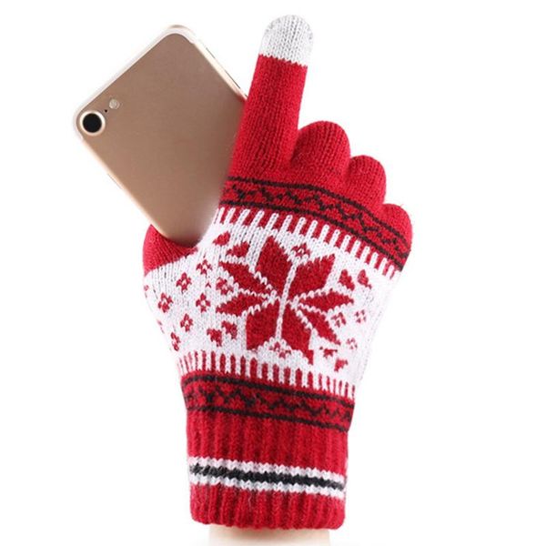 

new arrivals knitted touch screen cashmere warm gloves fashion warmth thick winter gloves snowflake full finger, Blue;gray