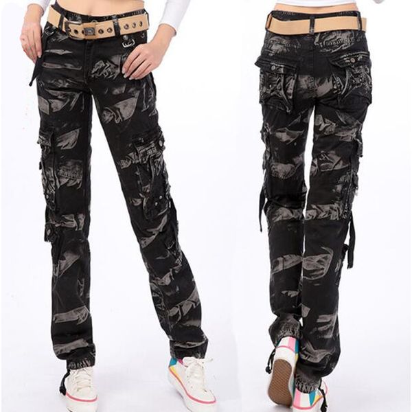 

2021 new cargo straight overalls for women in pants lqbl, Black;white
