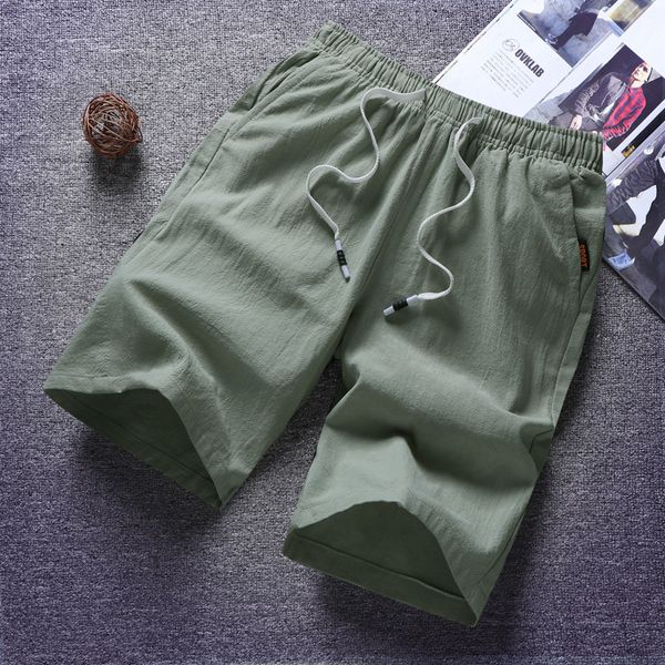 

2021 new sweat linen summer breathable men clothing drawstring board shorts male bermudas wear plus size gay2, White;black