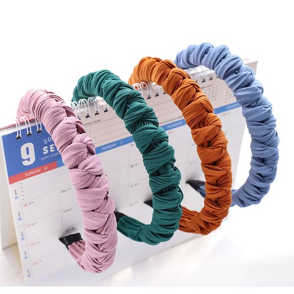 

богемный сплошной цвет волос для волос зима ткацкий узел повязки для женщин крест ручной ручной работы волос обруч для волос аксессуары для, Silver