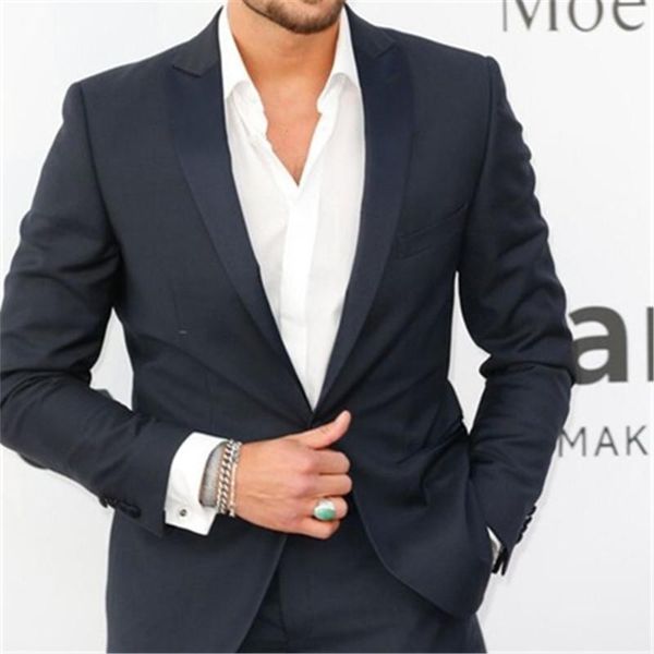 

latest designs navy blue men 2 pieces(jacket+pants+tie) suit formal slim fit prom marriage tuxedo style gentle custom terno 120, White;black