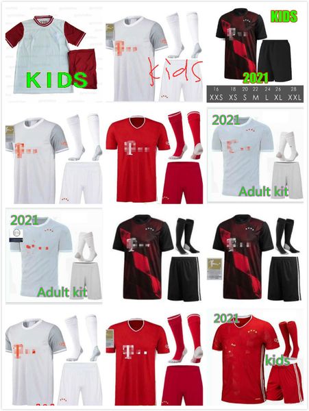 

20 21 bayern soccer jersey men kit 20 21 munich vidal lewandowski muller sane home away 3rd uniform jersey, Black;yellow