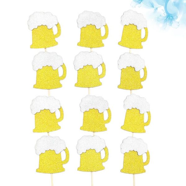 

other festive & party supplies 12pcs flash gold beer cup shape cake ers glittering picks cupcake decor for wedding birthday festival