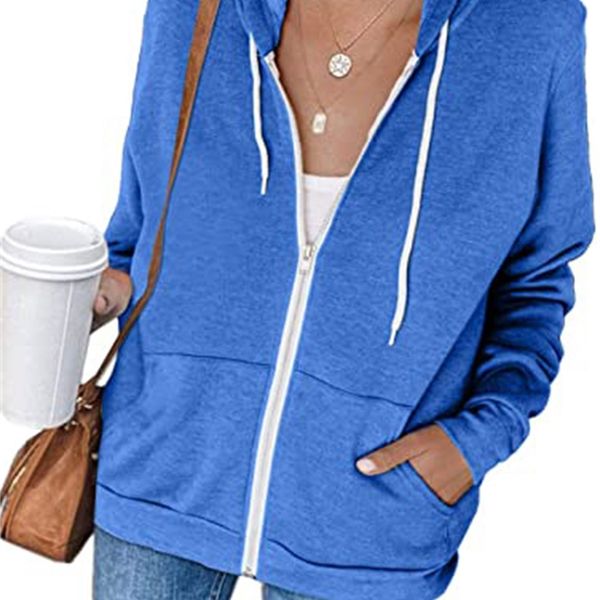 

tie dyed long sleeve woman's hoodie purse zipper autumn coat for woman a67m, Black