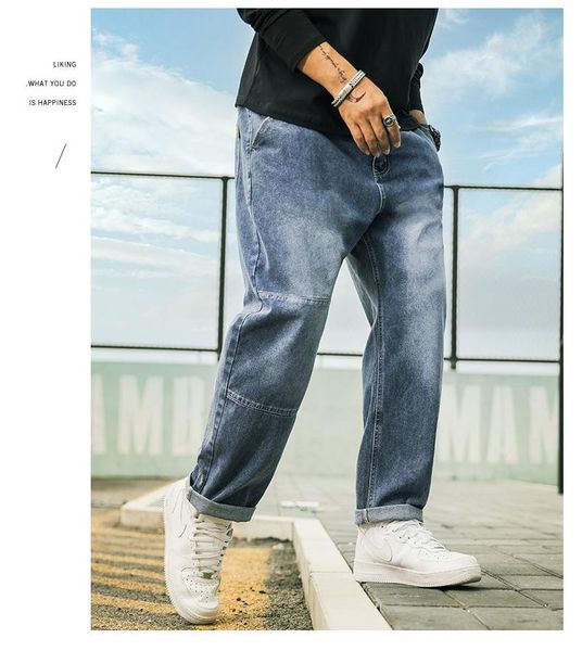

men's jeans loose trousers size 28-48 fall trend plus casual, Blue
