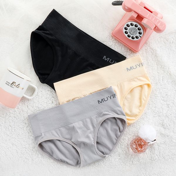 

sporty women's underwear middle waistband hip solid color letter comfortable simple lycra girl's briefs, Black;pink