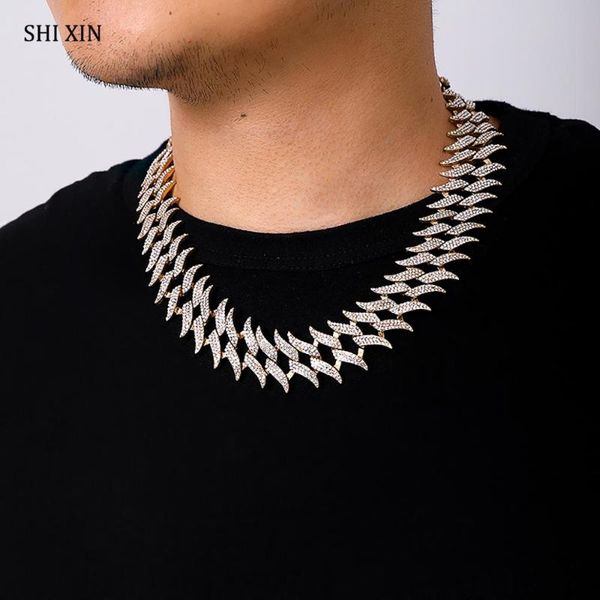 

chokers shixin hiphop iced out chain necklace men/women short rhinestone choker colar neck statement jewelry collier 2021, Golden;silver