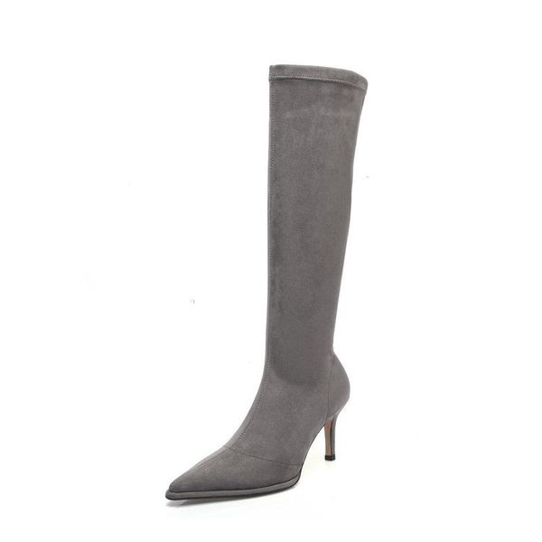 

boots women knee high night suede leather heels club dancing shoes for autumn winter ladies, Black