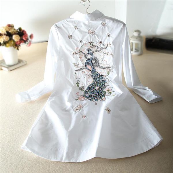 

vintage white floral embroidered blouses for women loose long sleeve shirt women cotton party casual blusas cc345