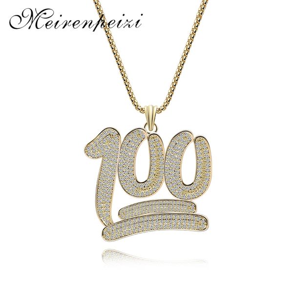 

fashion gold number 100 pendant long necklace men and women jewelry
