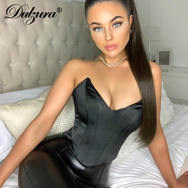 

satin crop corset bustier bodycon bandage party festival clothing 2020 summer clothes tanks club streetwear, White