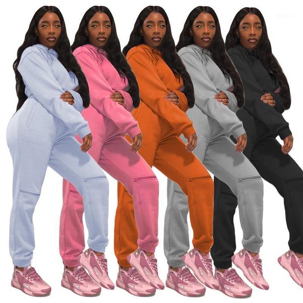 

winter clothes women two piece sweatsuit for stacked pants designer plus size casual style wholesale dropshipping1, Gray