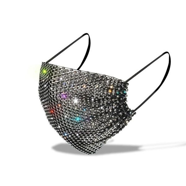 

new trendy rhinestone face mask for women summer uv protection washable decorative bling diamond party club masks