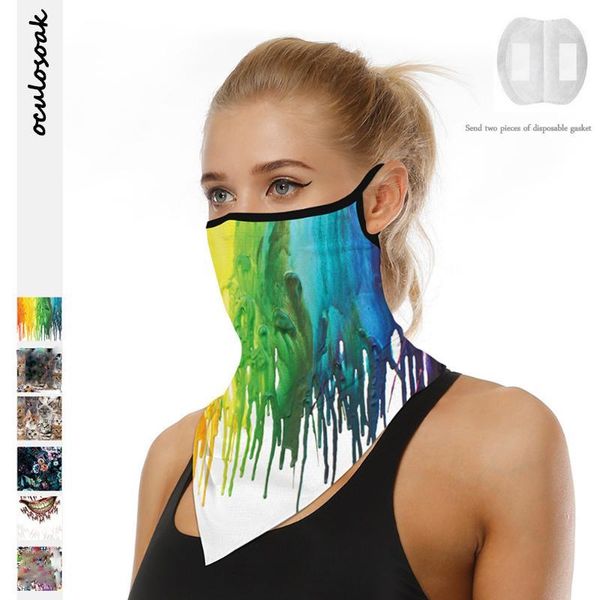 

new color ink digital printing men and women riding triangle scarf multi-purpose scarf1, Black;gray