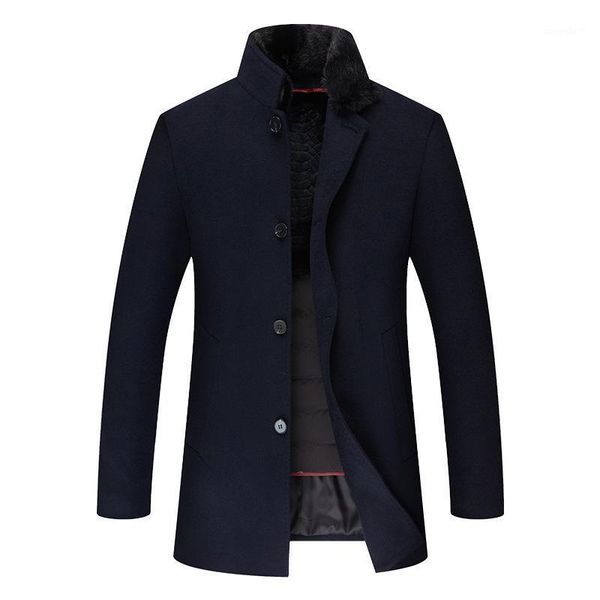 

cross-border men wool coats mink collars male leisure dad loaded down with thick cloth coat factory direct sale1, Black