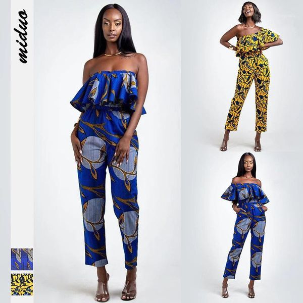 

african summer selling digital printing couture shoulder a word jumpsuits falbala strapless jumpsuit with wholesale1, Black;white