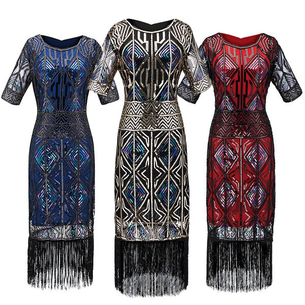 

3 colors Sexy fashion red black blue gold Prom Formal Long Vintage sequin embroidery Cocktail Dresses Vestido De Festa Curto 993