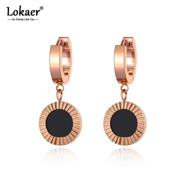 

lokaer office/career style titanium steel black acrylic hoop earrings trendy rhinestone party earrings jewelry for women e20200, Golden;silver