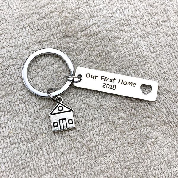 

factorytp65chain our oeinin men arrtracive first home key 2020 women simple letter keychain keyring zinc alloy stainless, Silver