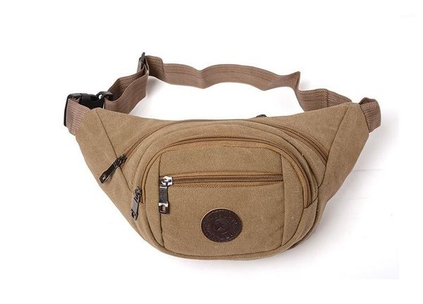 

waist bags 2021 men's canvas sports belt bag ladies casual fashion large capacity storage cash register bag1